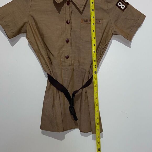 Girl Scouts of America Kid's Brown Belted Official Uniform Shirt Dress Size 7 - Picture 8 of 8